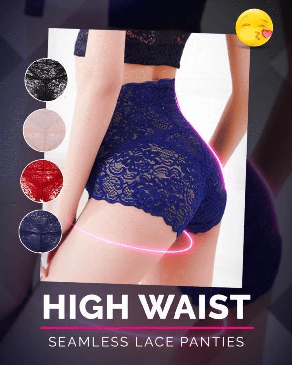 Seamless High Waist Lace Panty - Fashion Mesh Sexy Lingerie Brief Sleepwear Plus Size Lace Sex Underwear Knickers Panties Lady - 5econds.co