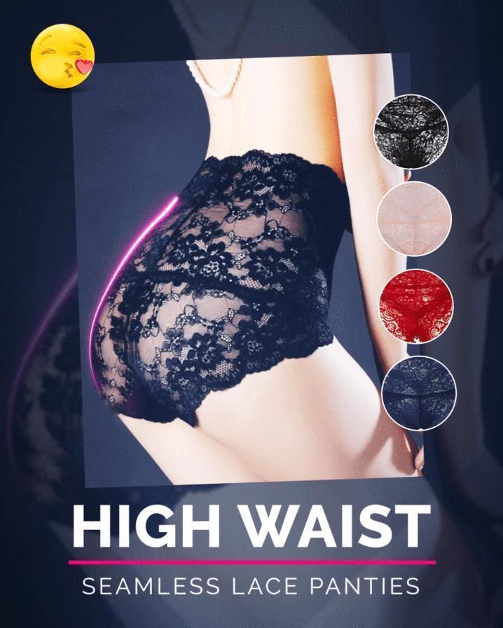 Seamless High Waist Lace Panty - Fashion Mesh Sexy Lingerie Brief Sleepwear Plus Size Lace Sex Underwear Knickers Panties Lady - 5econds.co